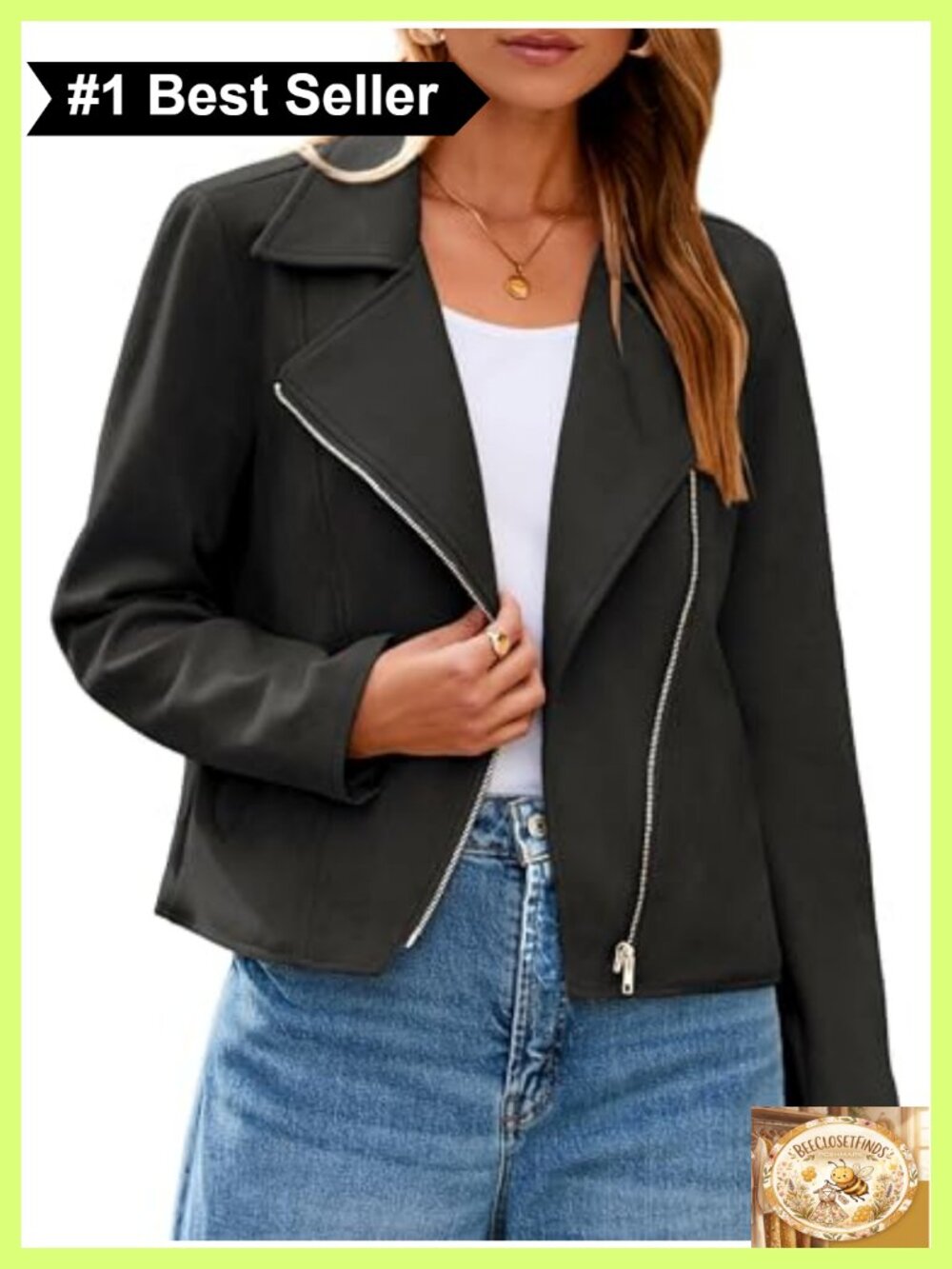 Faux Suede Cropped Moto Jacket Long Sleeve Zip Front Biker